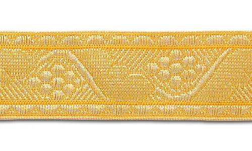 1 1/4" Gold & Yellow Brocade Ecclesiastical Ribbon