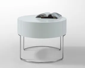 16' White Lacquer Stainless Steel Nightstand By Homeroots