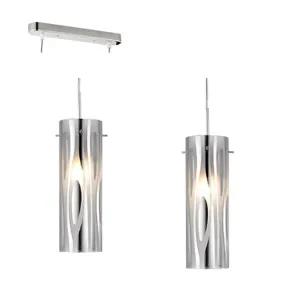 2 Light Cylindrical 60W Metal Pendant - Chrome