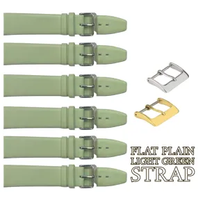 6PCS Light Green Leather Flat Plain Unstitched Watch Band Sizes 18MM-20MM