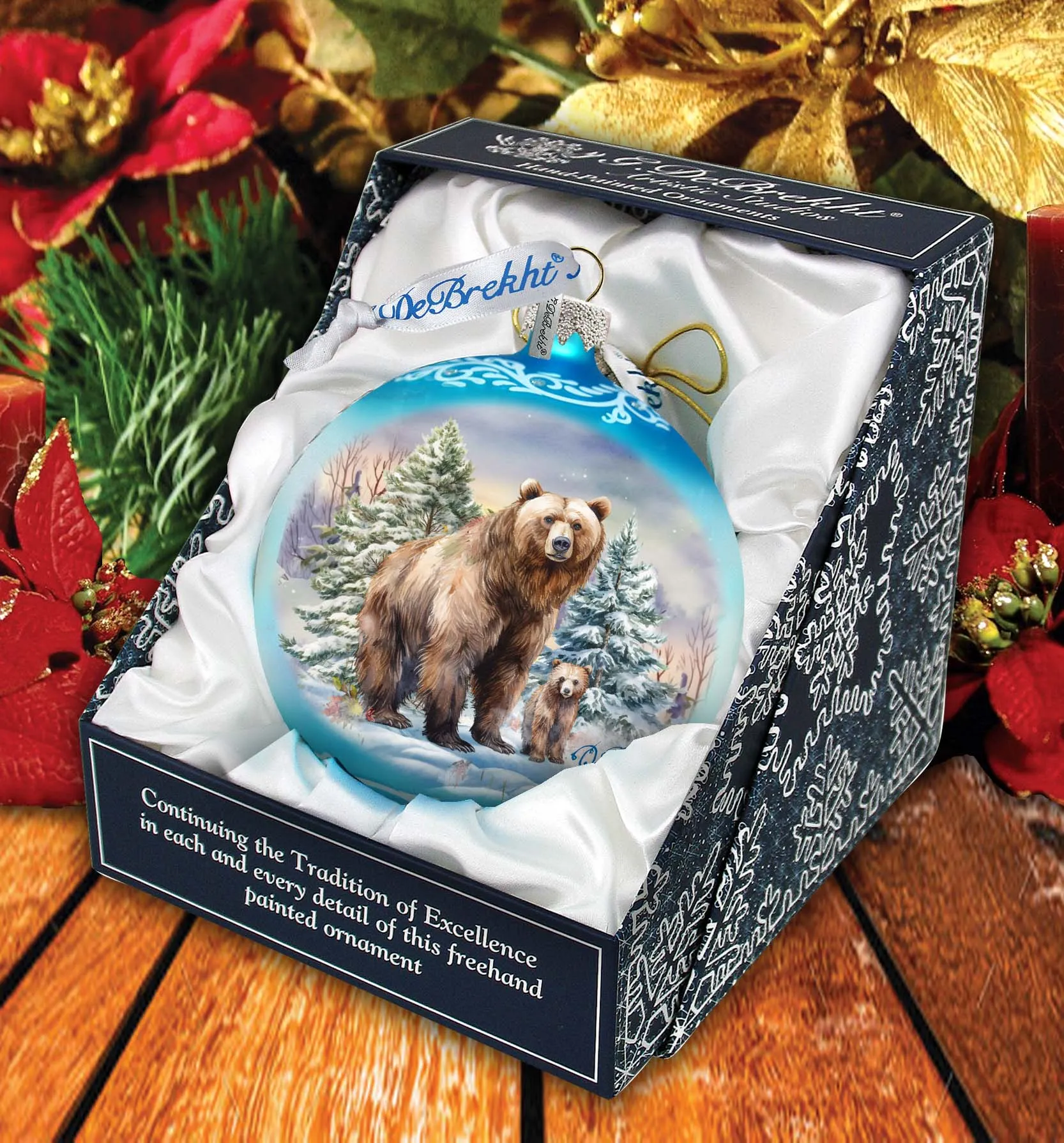 A Love for All Seasons: Grizzly Bears Ball Glass Ornament by G. Debrekht - Wildlife Holiday Décor - 73382