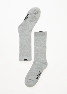 AFENDS Mens Everyday - Ribbed Crew Socks - Shadow Grey Marle