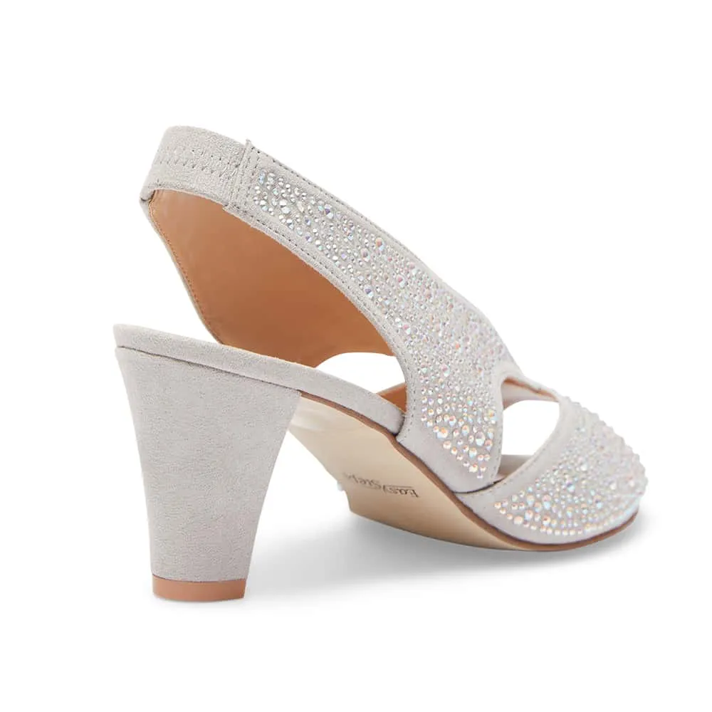 Angie Heel in Silver Fabric