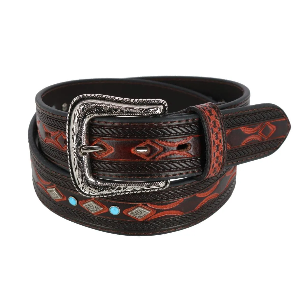 Ariat Men's Turquois Inlay Embossed Western Belt