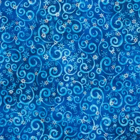 Artisan Batiks - Snowscape Swirls Royal Metallic Yardage