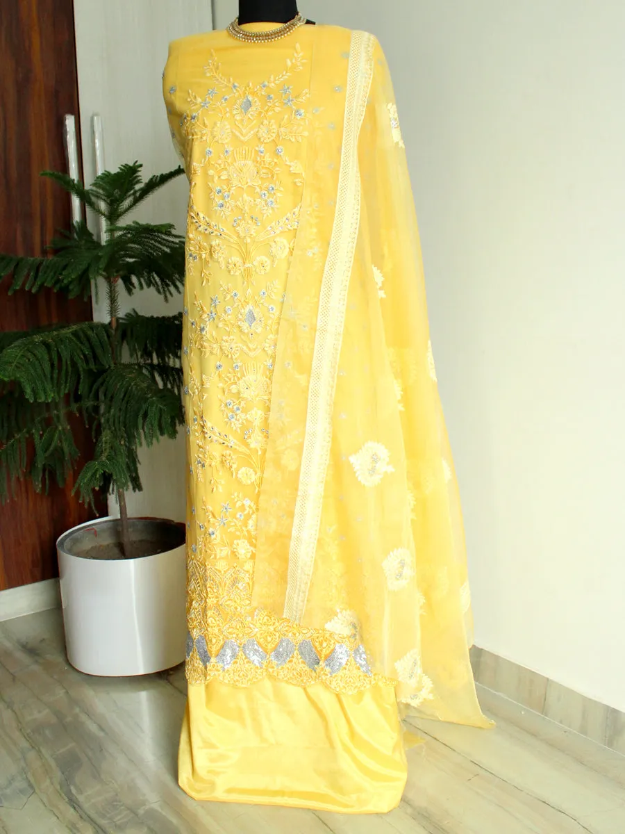 Ashna Yellow Net Pakistani Suit