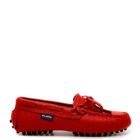 Atlanta Mocassin Red Pebbled Boat Loafer