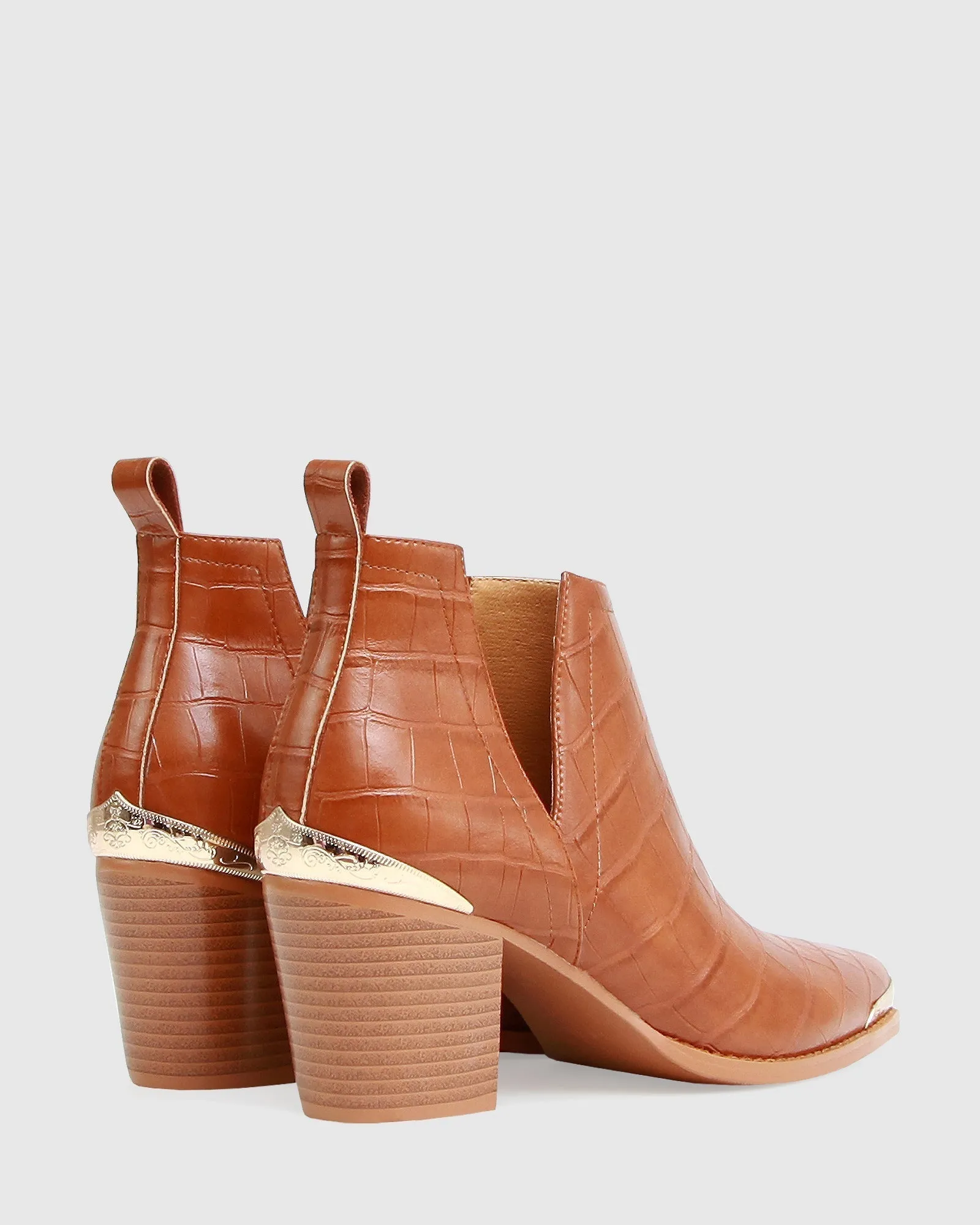 Austin Croc Embossed Ankle Boot - Camel