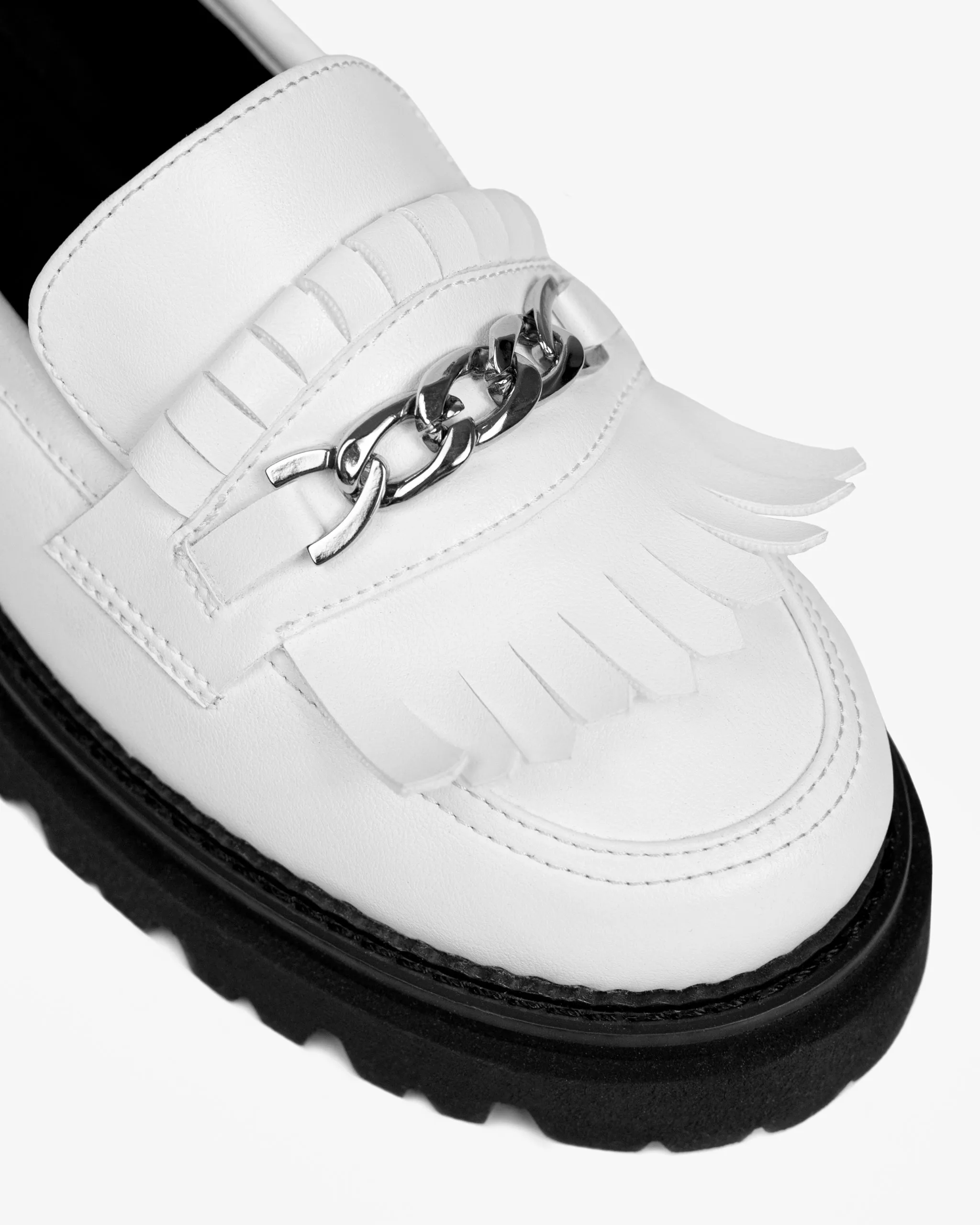 Chunky Loafers White Grape Leather Loafers