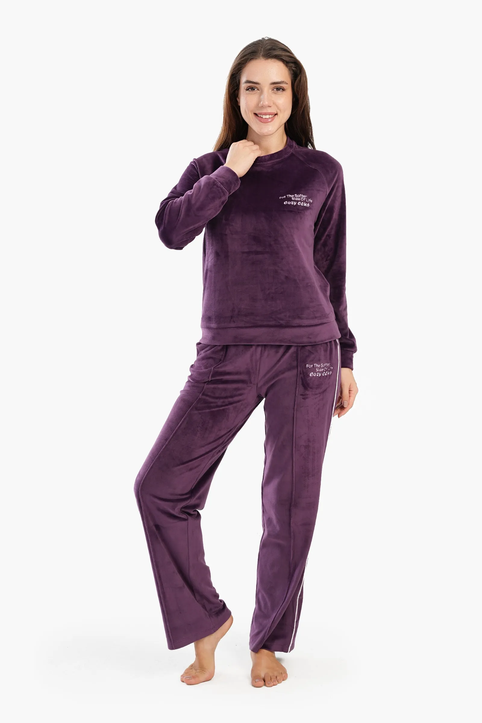 Deep Purple Velvet Pyjama Set