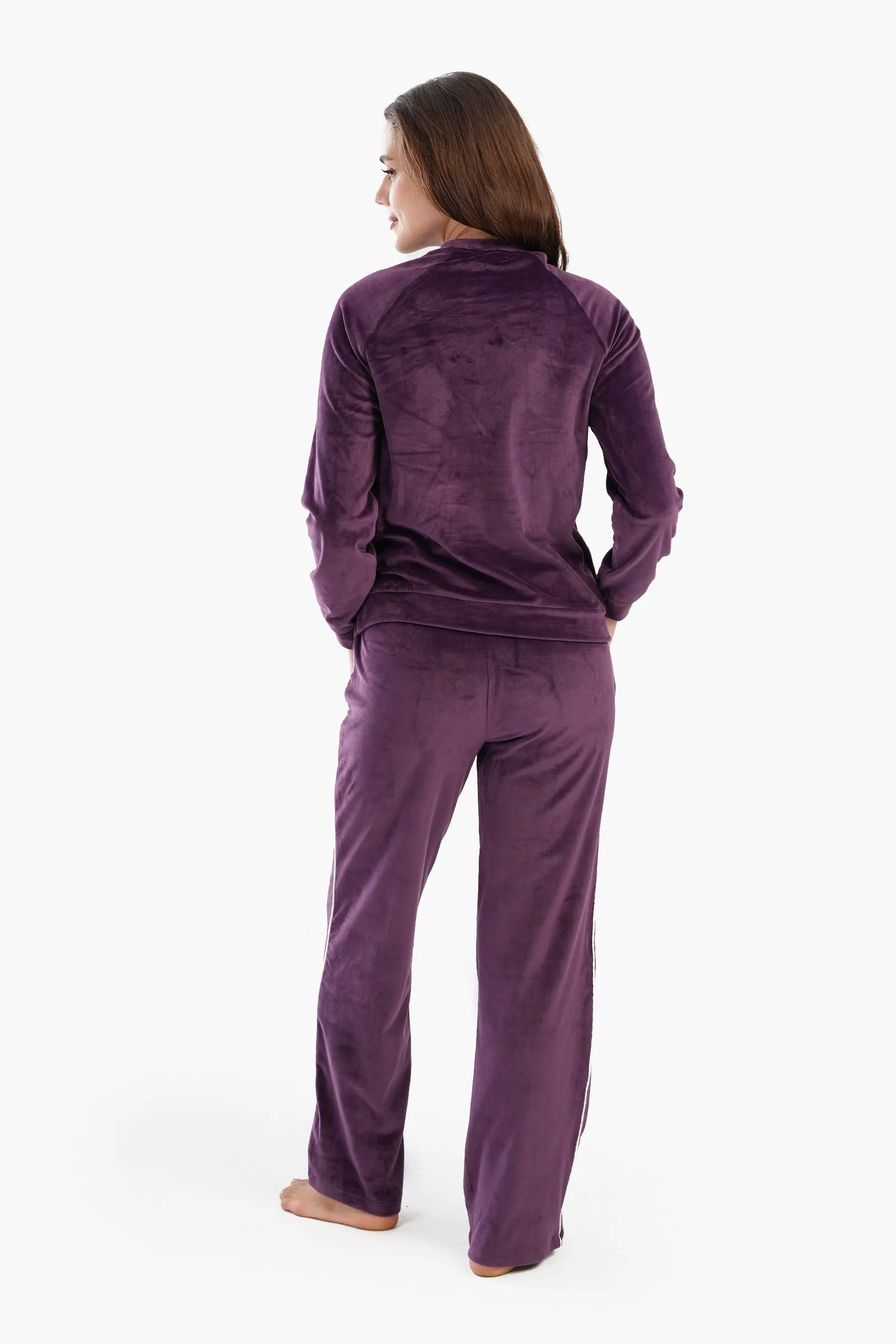 Deep Purple Velvet Pyjama Set