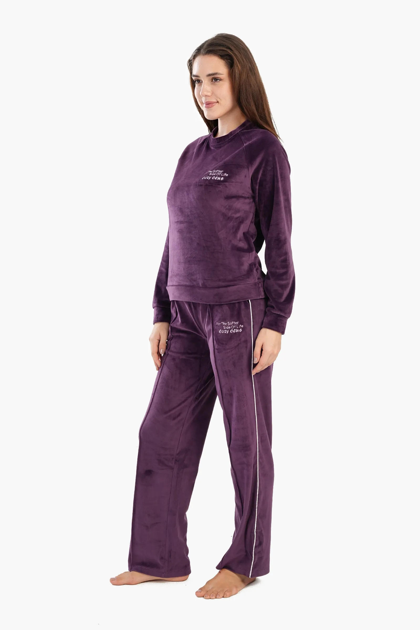 Deep Purple Velvet Pyjama Set