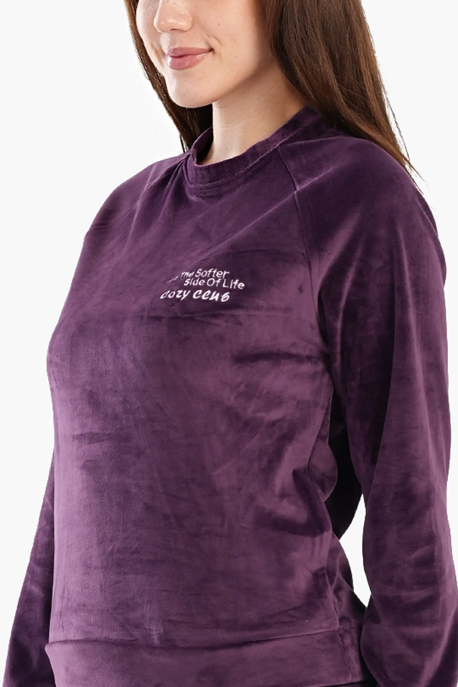 Deep Purple Velvet Pyjama Set