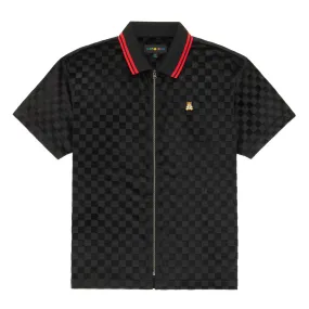 Embossed Checker Velour Zip Shirt