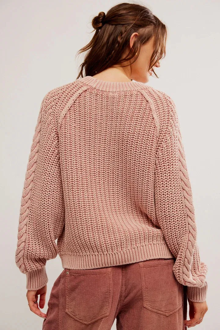 Free People- Frankie Cable Sweater - Misty Rose