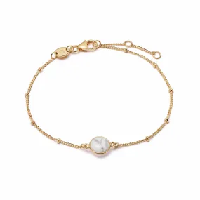 Howlite Healing Stone Bobble Bracelet 18ct Gold Plate