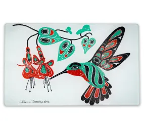 Hummingbird & Fuchsia Glass Cutting Board