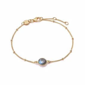 Labradorite Healing Stone Bobble Bracelet 18ct Gold Plate