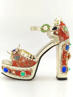 PALAIS Rhinestone Embellished Block Heels