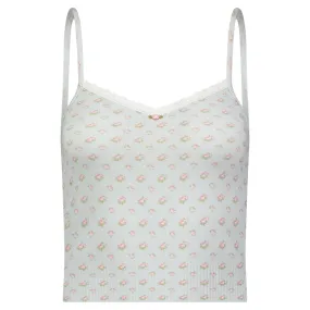 Polkadot BLUE CIEL DITSY ROSE Print LIZ CROP CAMISOLE