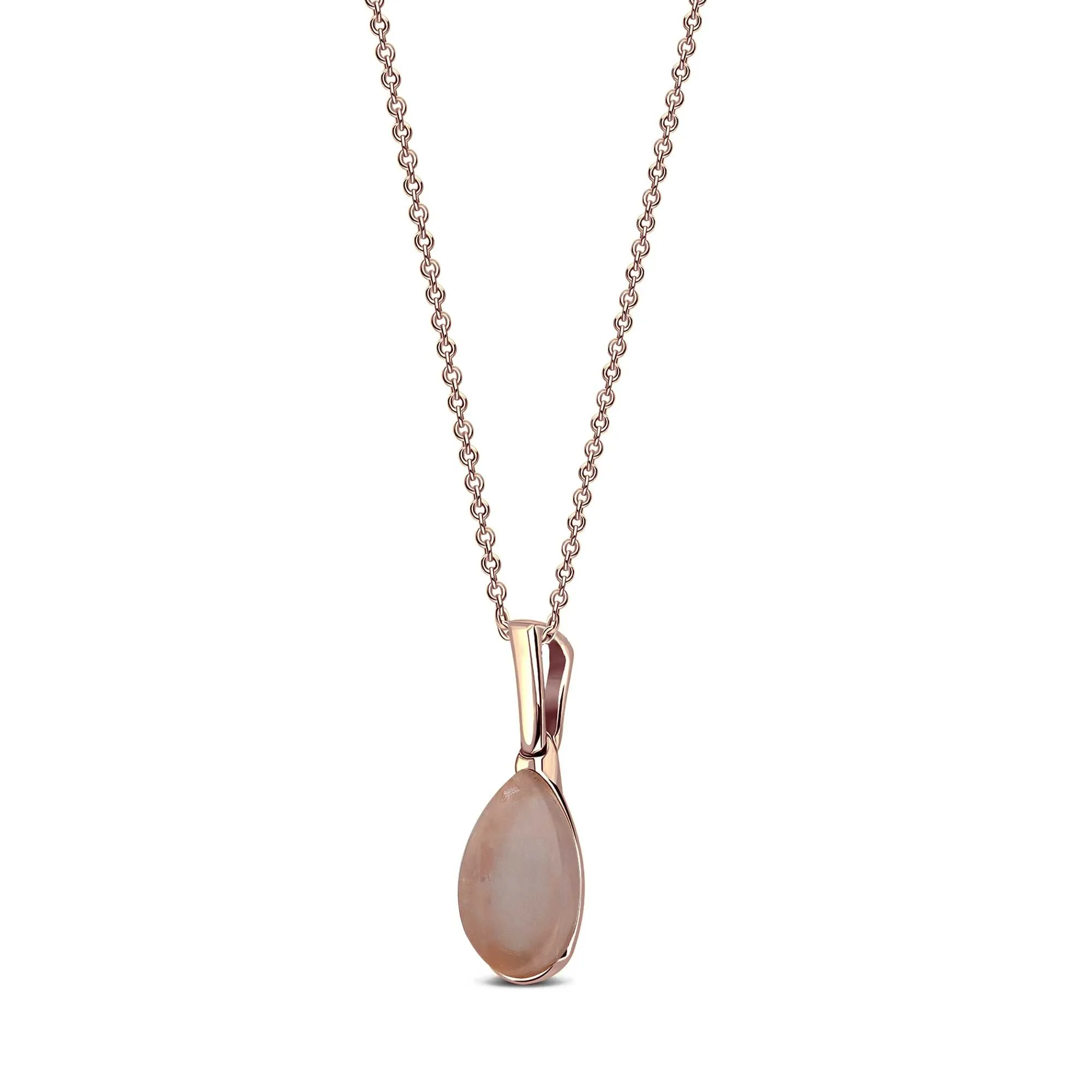 Rose Gold Rose Quartz Teardrop Pendant