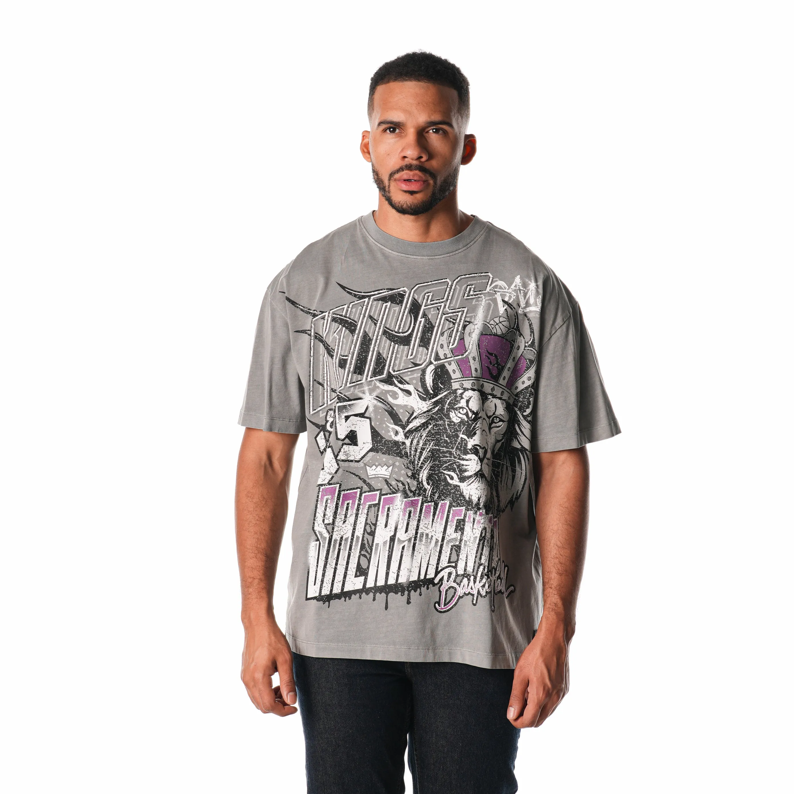 SACRAMENTO KINGS STREETWEAR FLAMES TEE - GREY