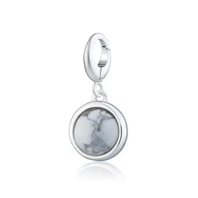 Silver Howlite Healing Stone Charm (Positive Thought)