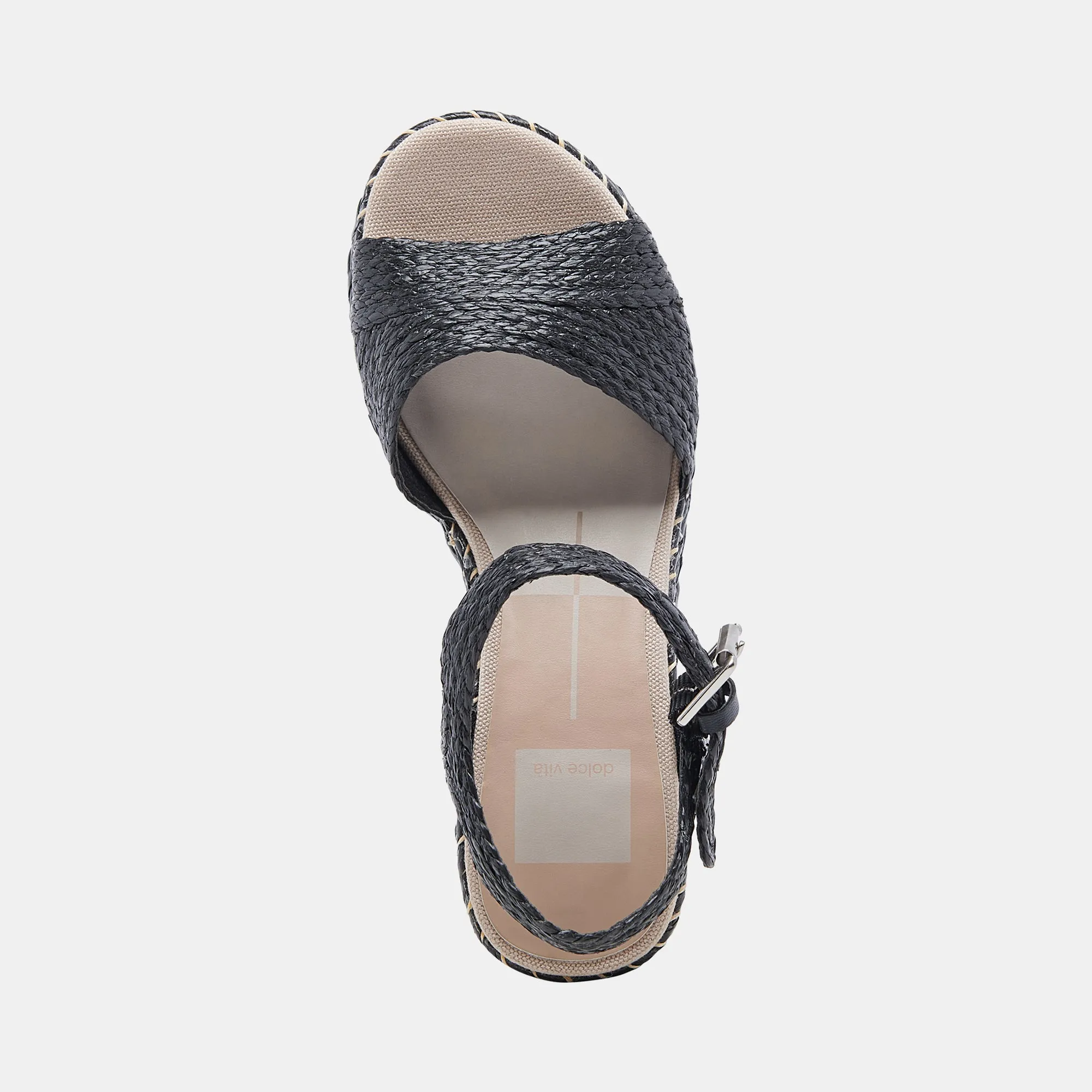 TIAGO WEDGES BLACK RAFFIA