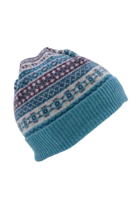 Tweed Fair isle beanie hat - Teal