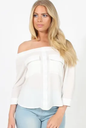 White Bardot Top - Martie