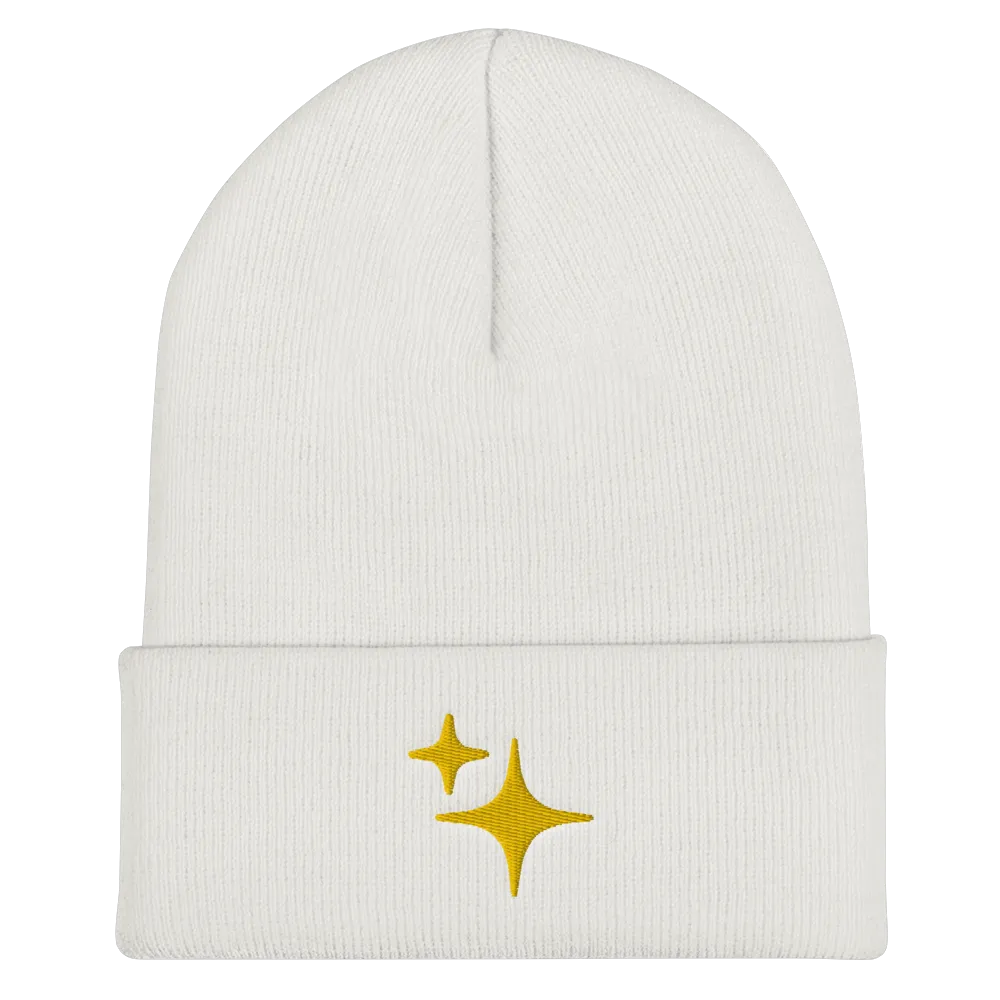 Yellow Sparkle Embroidered Beanie